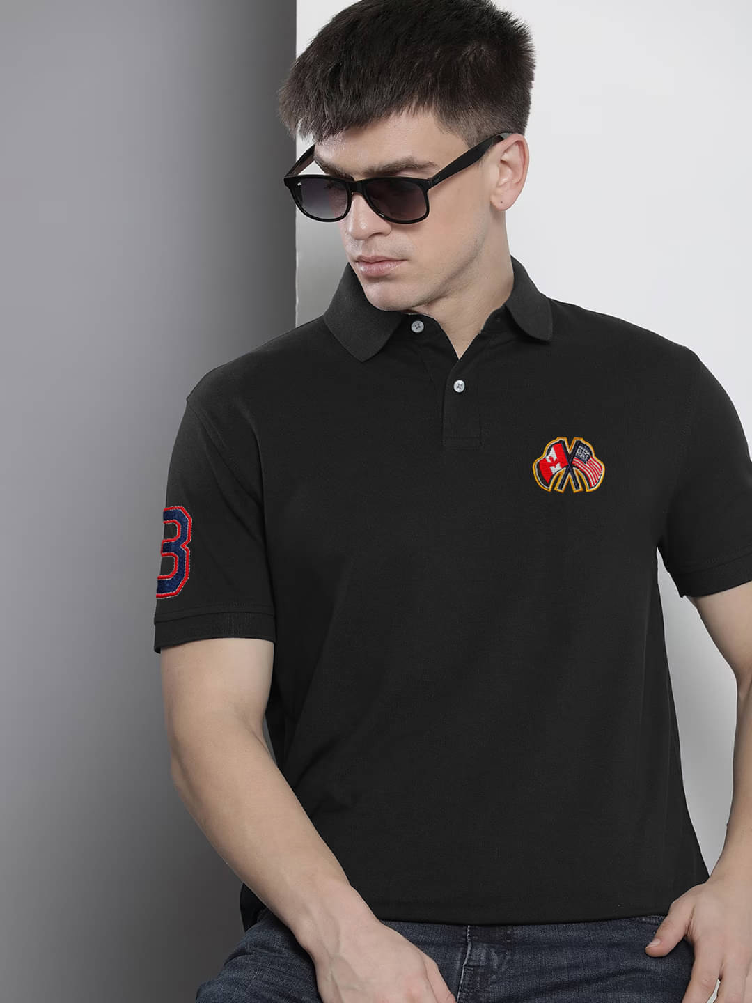 Merriment Pack of 1 Cotton Blend Regular Fit Embroidered Half Sleeves Men's Polo T Shirt ( Black ) Merriment Pack of 1 Cotton Blend Regular Fit Embroidered Half Sleeves Men's Polo T Shirt ( Black )