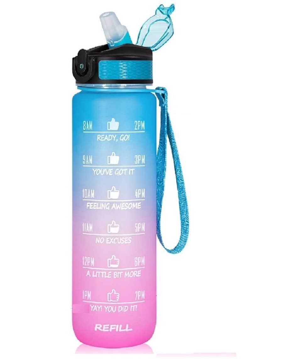 Motivational Fitness Sports Leak proof Water Bottle with Time Marker - Multicolour Water Bottle ( Pack of 1 ) - Stationery | Buy online on ZillyBuy