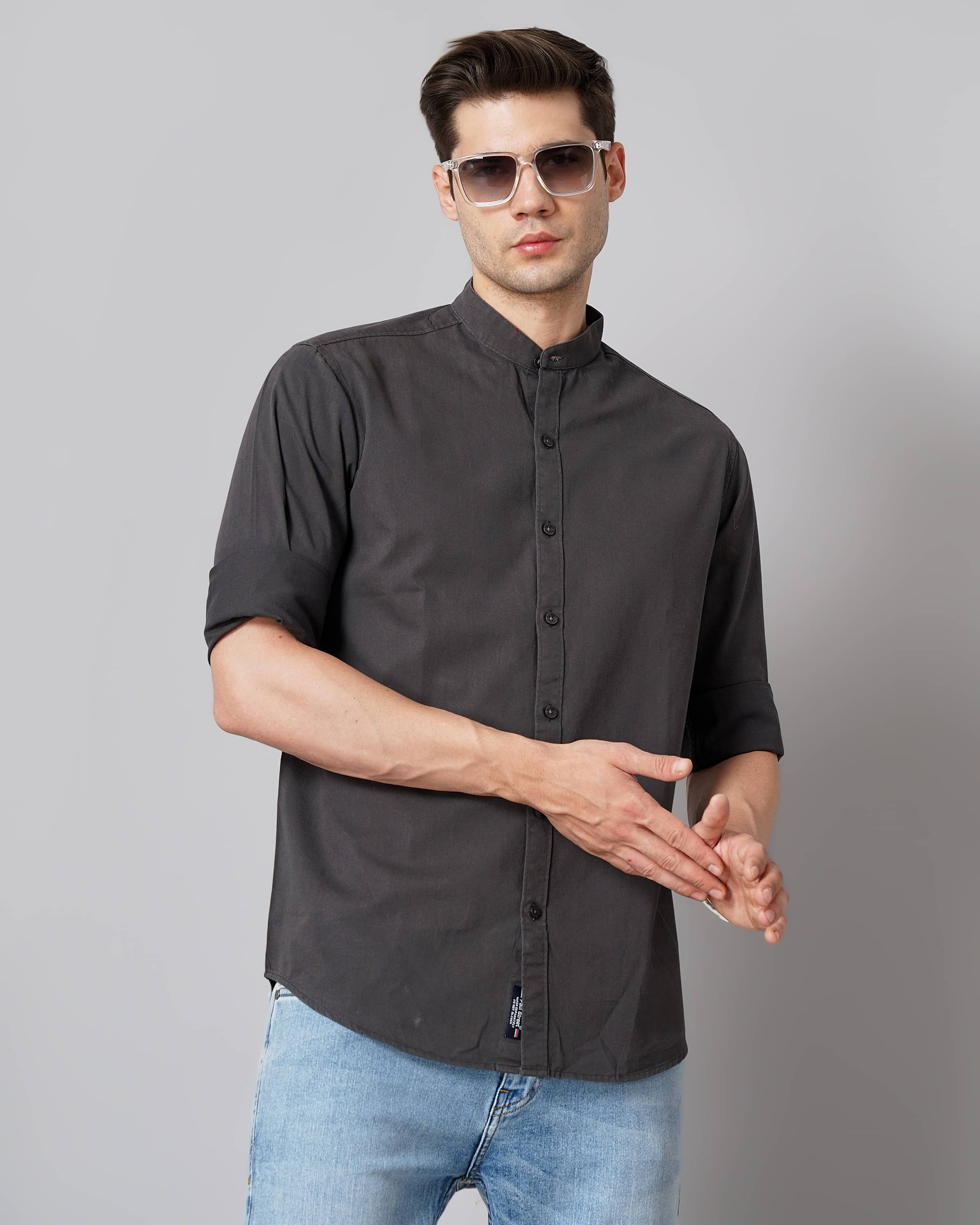     			Paul Street - Dark Grey 100% Cotton Slim Fit Men's Casual Shirt ( Pack of 1 )
