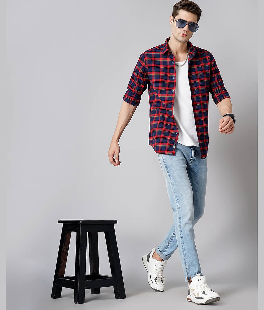 Paul Street - Red 100% Cotton Slim Fit Men's Casual Shirt ( Pack of 1 )