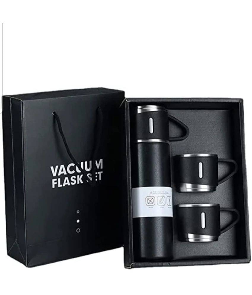 ST 500ml Stainless Steel Insulated Flask Water Bottle with 3 Tea Mug Set For Camping ST 500ml Stainless Steel Insulated Flask Water Bottle with 3 Tea Mug Set For Camping