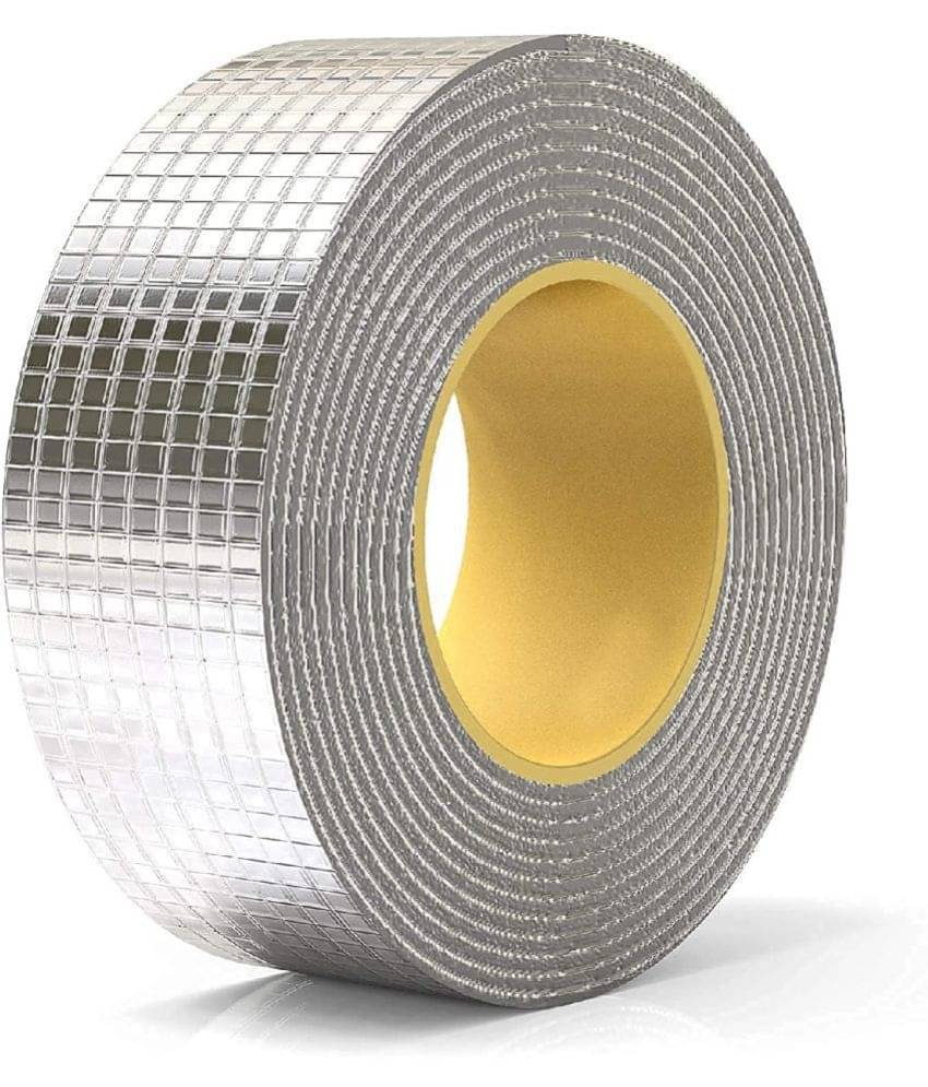     			Super Strong Adhesive Waterproof Permanent Repair Aluminum Butyl Tape Rubber Foi - Silver Single Sided Flax Tape ( Pack of 1 )