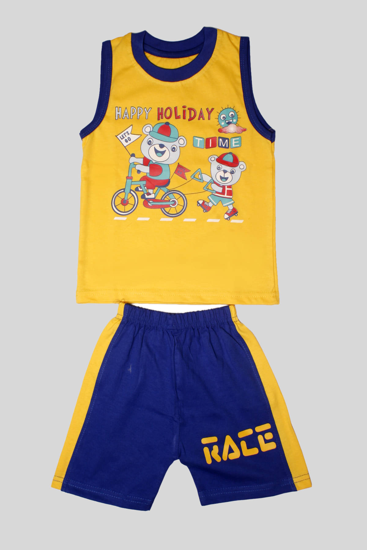     			TRITI Pack of 1 Boys Cotton T-Shirt & Shorts Set ( Yellow )