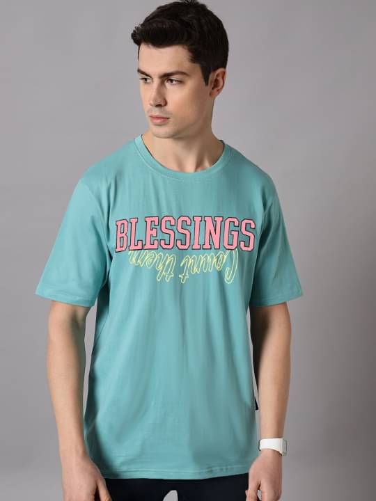     			The Dry State - Light Blue Cotton Blend Oversized Fit Men's T-Shirt ( Pack of 1 )