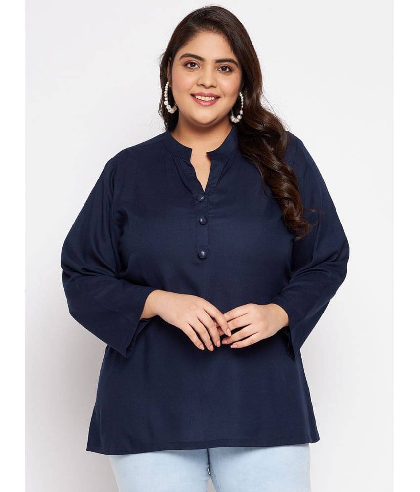    			VINAAN Women's Rayon Regular Top ( Navy Blue )