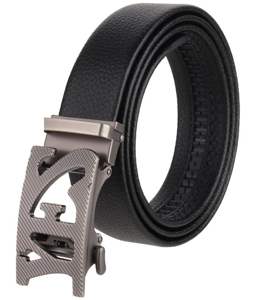 Zacharias - Black Leather Men's Casual Belt ( Pack of 1 )