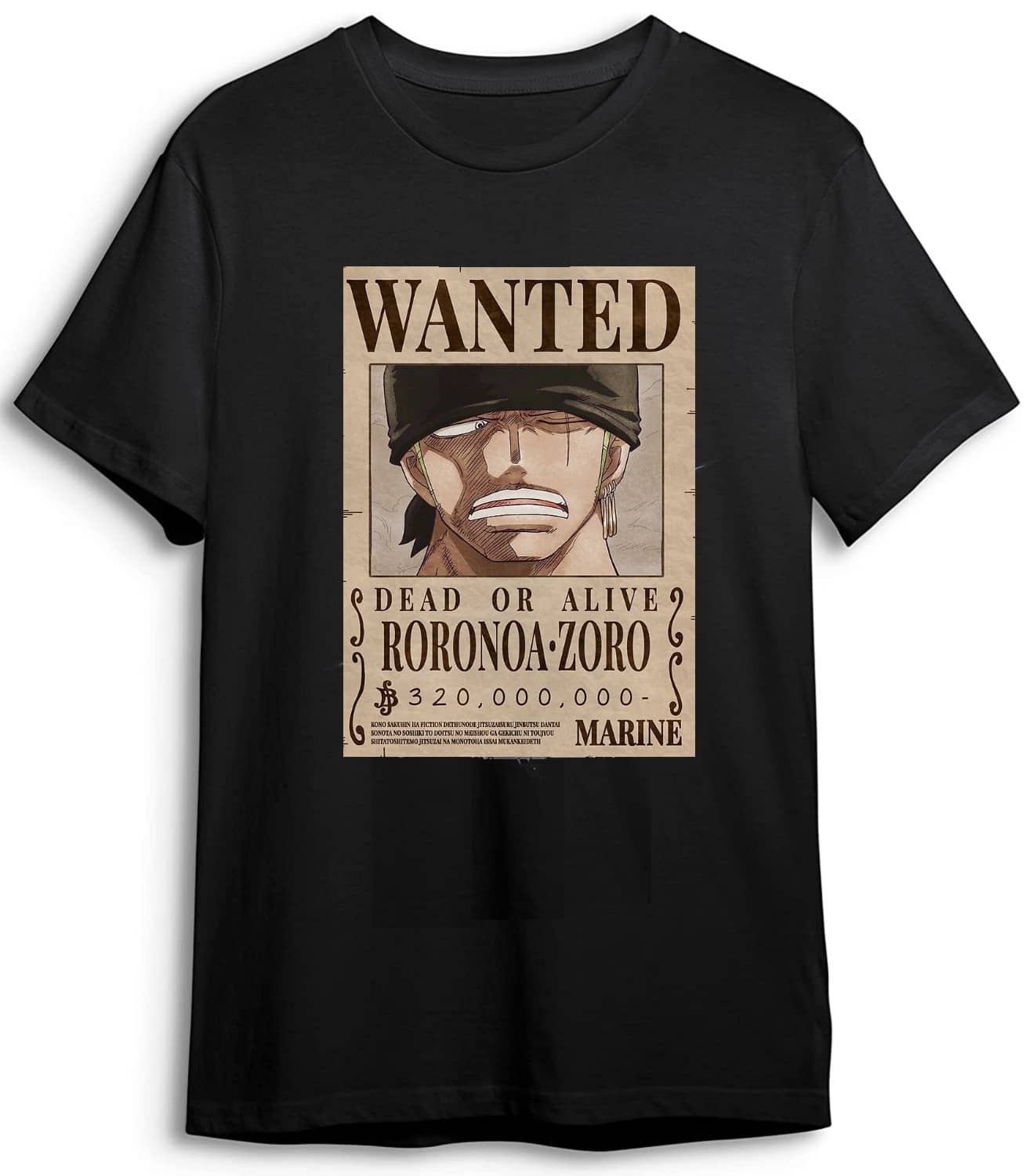 Zoro Bounty Wanted T-Shirt Anime Black Cotton Tshirt Unisex - StadiumEX - Sports and Fitness Equipment | Buy online on ZillyBuy