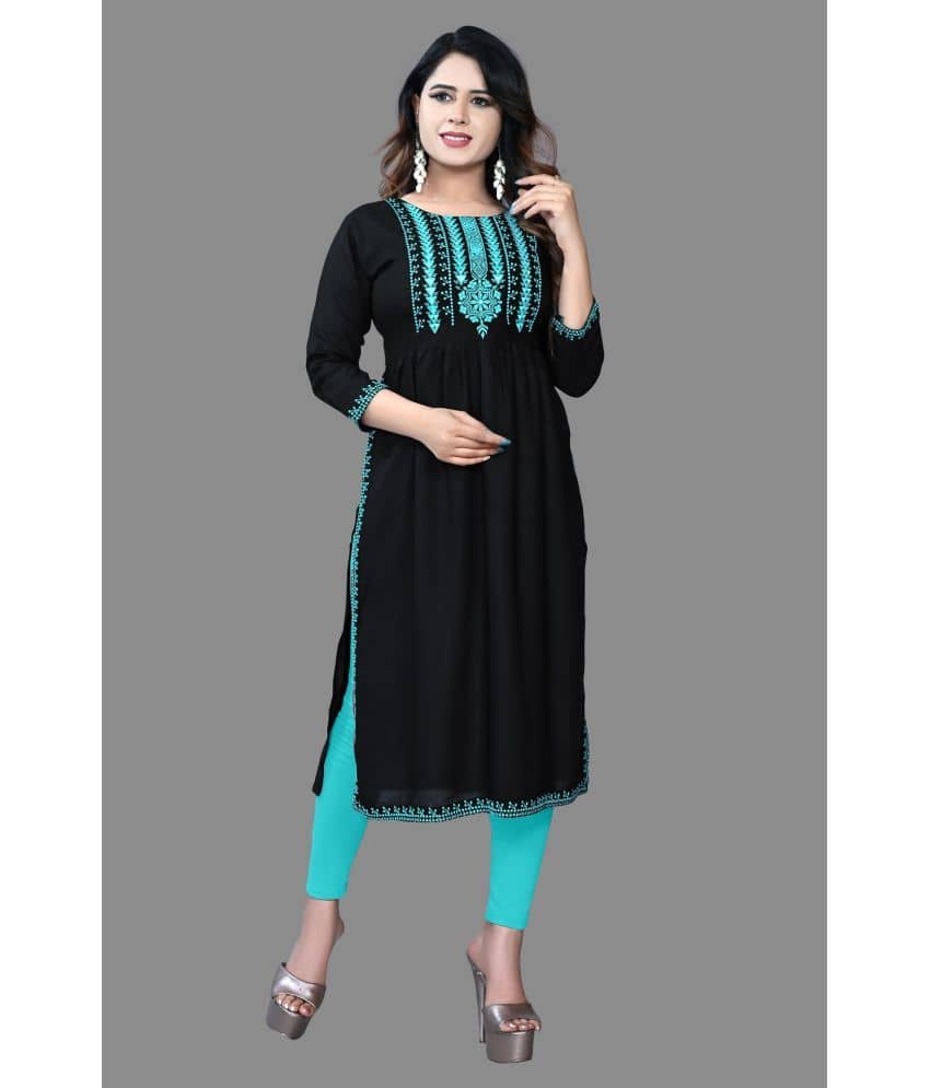haya fashion - Black Rayon Women's A-line Kurti ( Pack of 1 ) - Kurtis, Tunics | Buy online on ZillyBuy