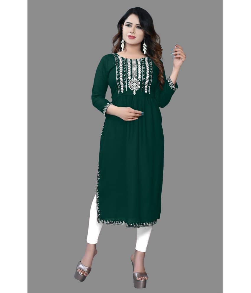 haya fashion - Green Rayon Women's Straight Kurti ( Pack of 1 ) - Kurtis, Tunics | Buy online on ZillyBuy