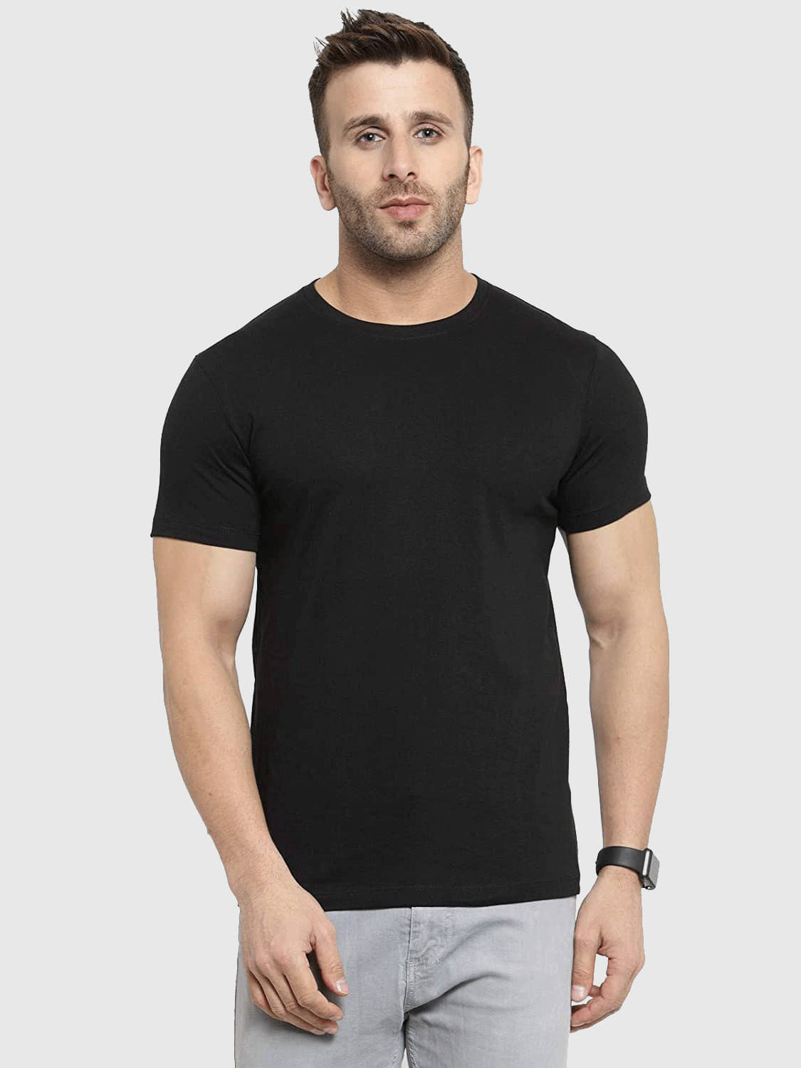 COLOR TRIBES Pack of 1 Cotton Regular Fit Men's T-Shirt ( Black )