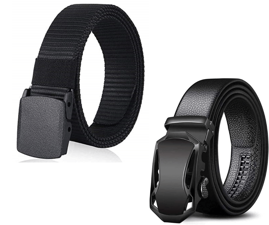 Clock21 - Black Leather Men's Casual Belt ( Pack of 2 )