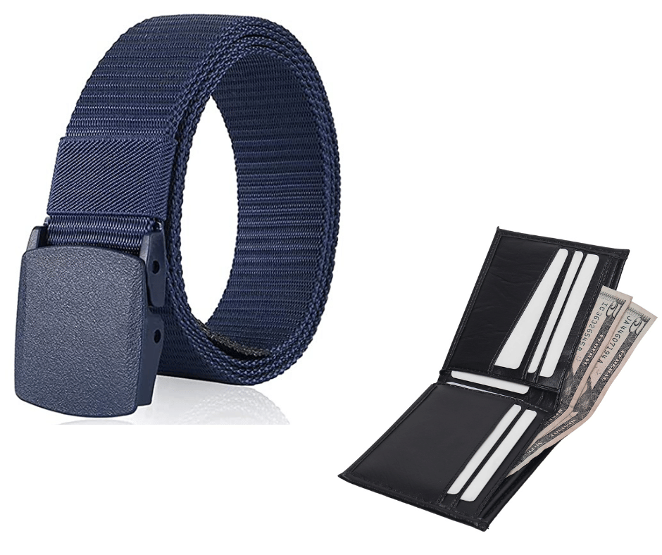 Clock21 - Blue Canvas Men's Belts Wallets Set ( Pack of 2 )