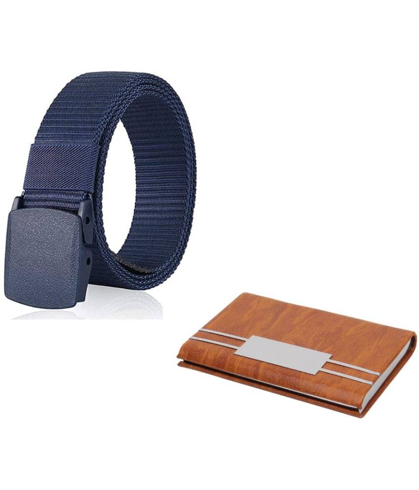     			Clock21 - Blue Canvas Men's Belts Wallets Set ( Pack of 2 )