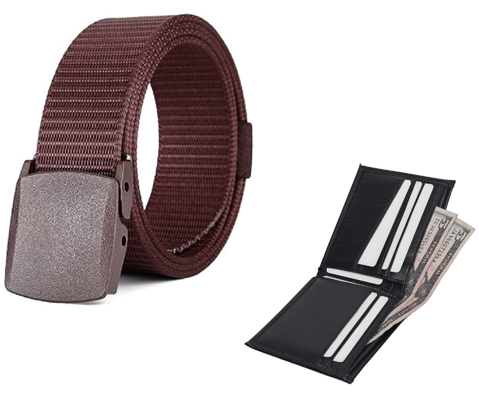     			Clock21 - Brown Canvas Men's Belts Wallets Set ( Pack of 2 )