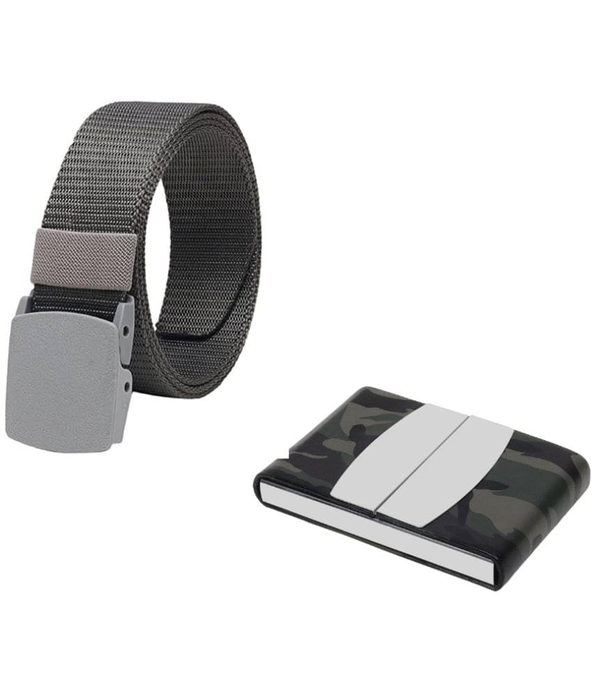     			Clock21 - Gray Canvas Men's Belts Wallets Set ( Pack of 2 )