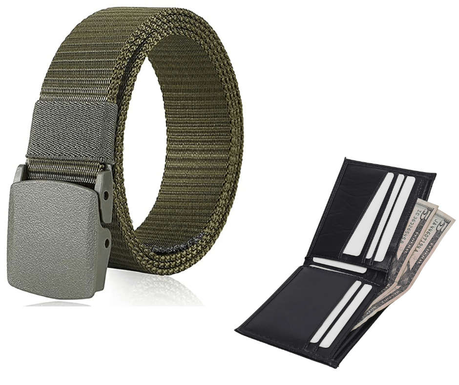     			Clock21 - Green Canvas Men's Belts Wallets Set ( Pack of 2 )