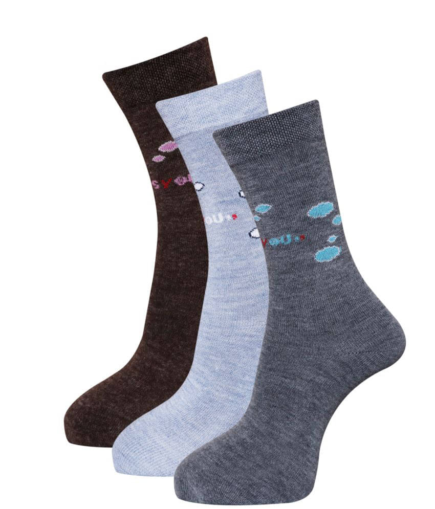     			Dollar - Multicolor Woollen Women's Mid Length Socks ( Pack of 3 )
