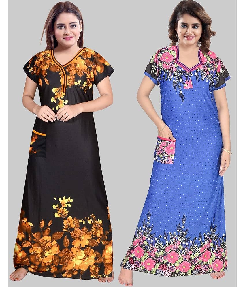 PURSA - Multicolor Satin Women's Nightwear Nighty & Night Gowns ( Pack of 2 ) - Nightwear & Loungewear | Buy online on ZillyBuy