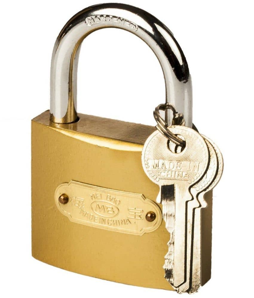 SHB Hard Stainless Steel Pressing Lock with 3 Keys, 50 mm (Brass)