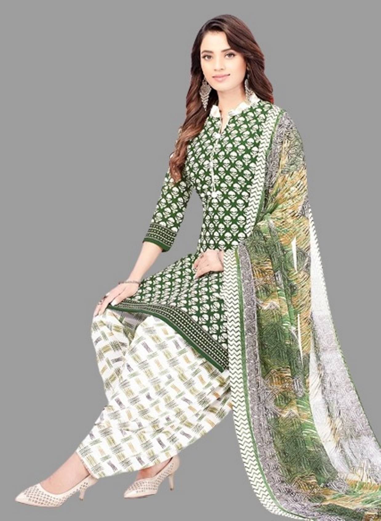     			SIMMU - Unstitched Green Crepe Dress Material ( Pack of 1 )