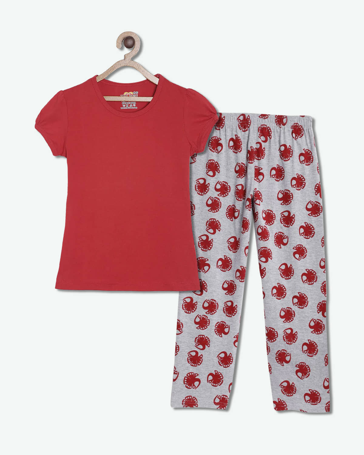 Sini Mini Pack of 1 Girls Cotton Top With Pants ( Dark Red )
