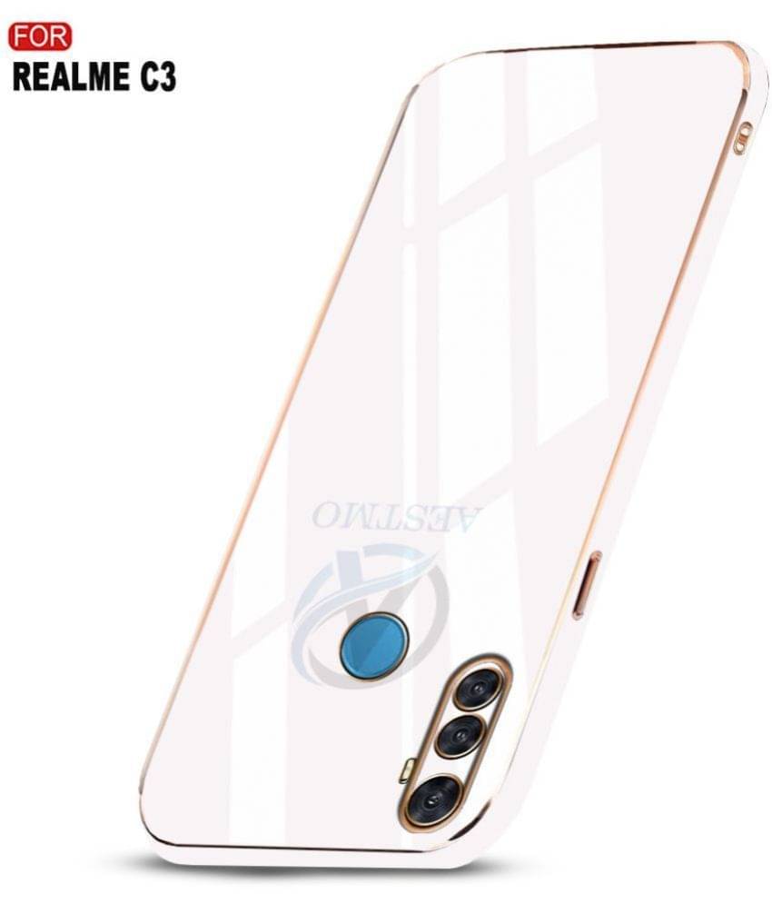     			AESTMO - White Polycarbonate Plain Cases Compatible For Realme C3 ( Pack of 1 )