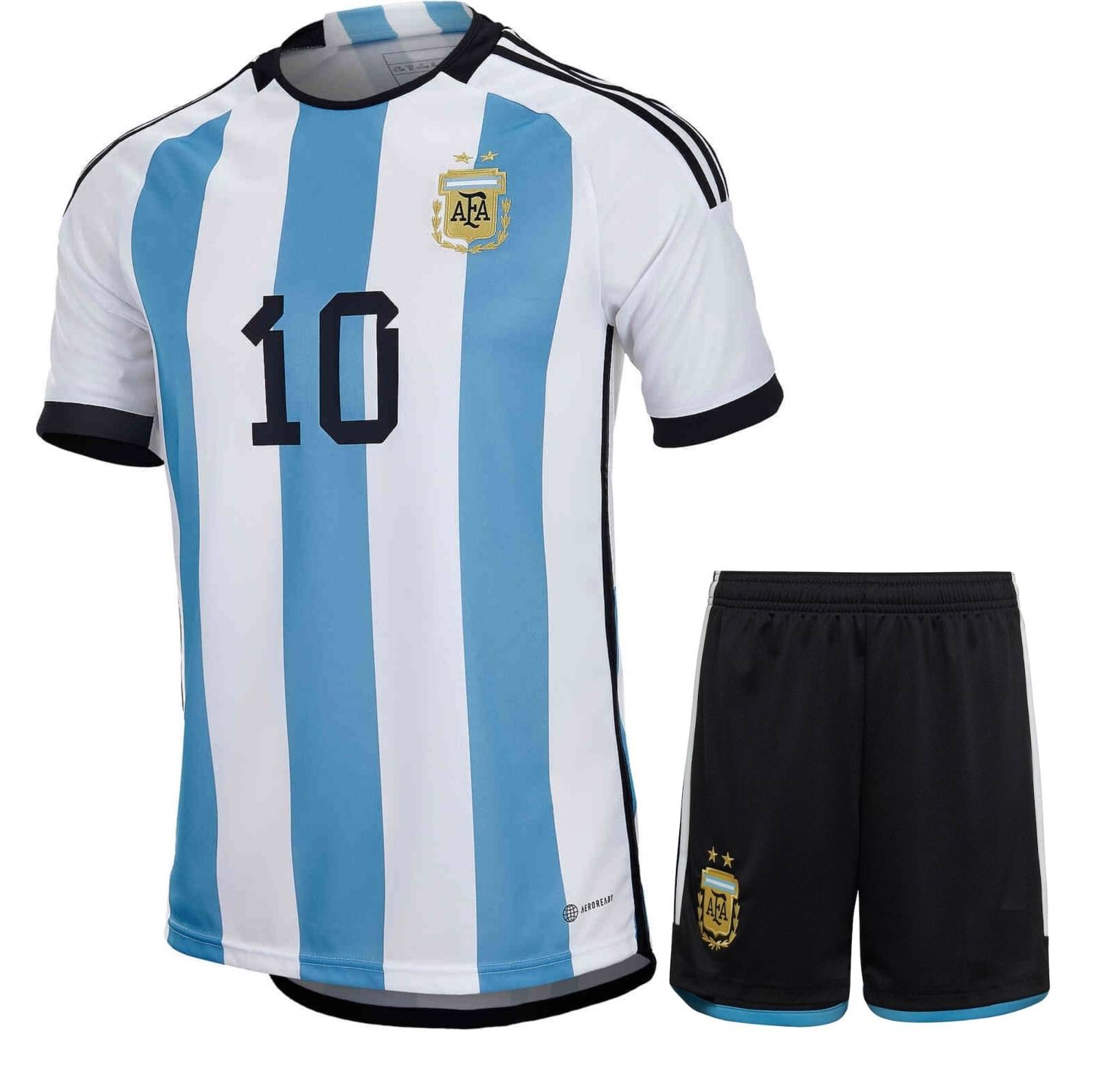     			ARGENTINA HOME MESSI 10 PRINTED JERSEY WITH SHORTS 2022 WORLD CUP UNISEX