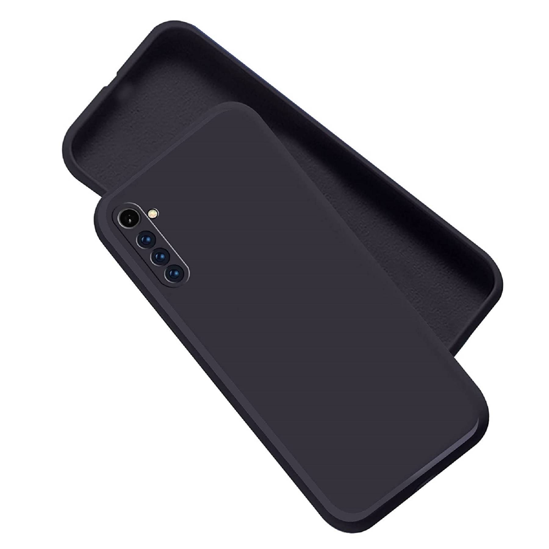     			Case Vault Covers - Black Silicon Plain Cases Compatible For Realme 6I ( Pack of 1 )