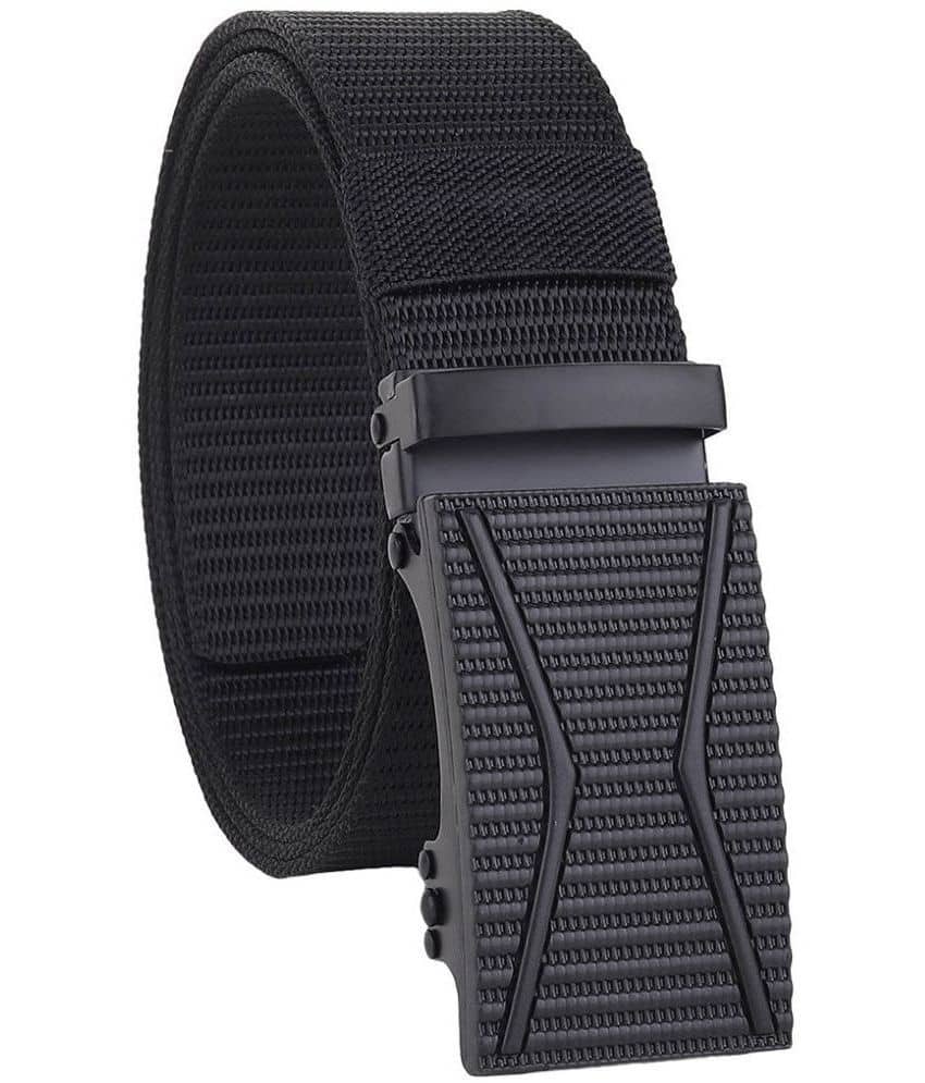 Clock21 - Black Canvas Men's Casual Belt ( Pack of 1 )