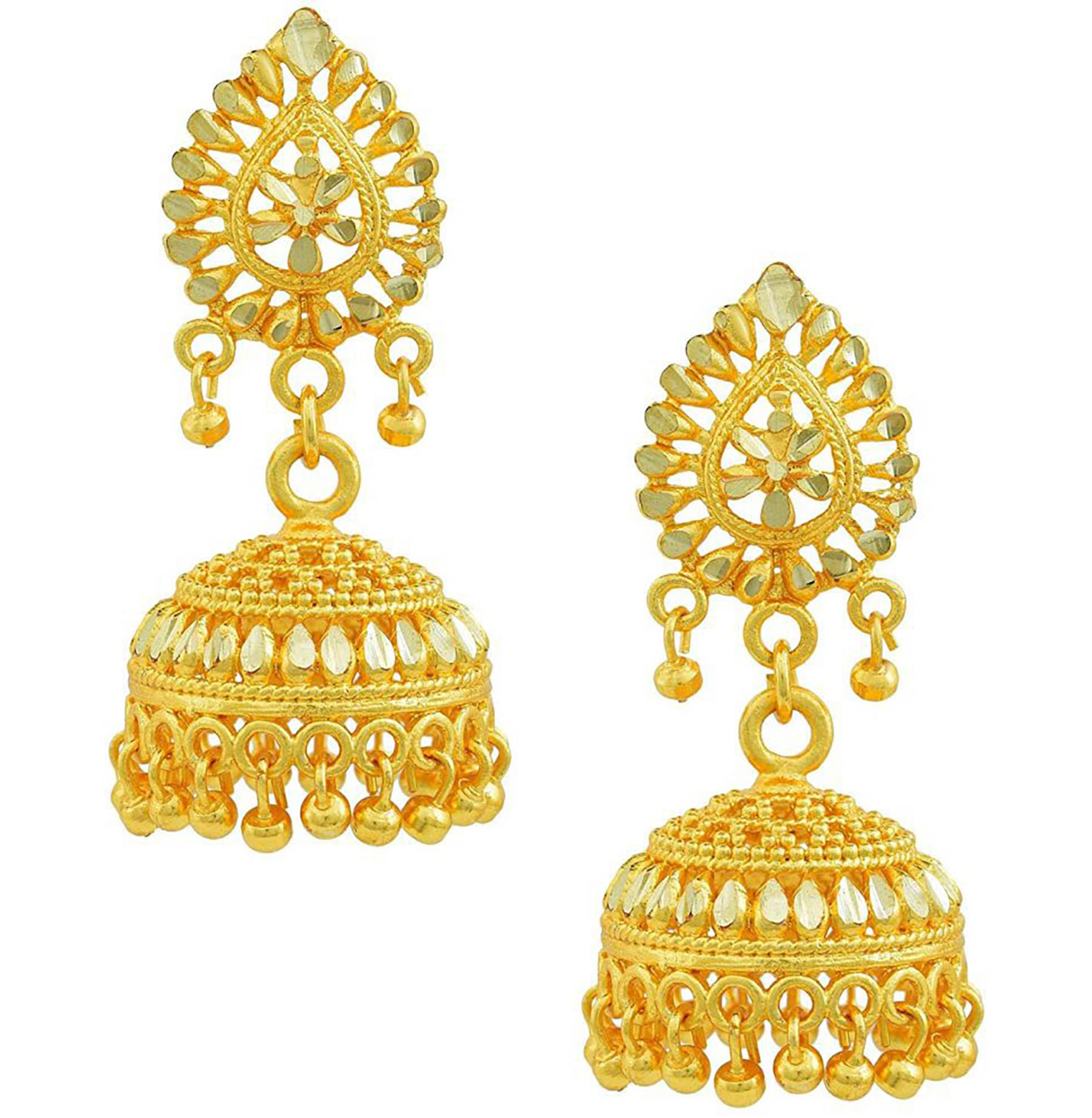     			Darshini Designs - Golden Jhumki Earrings ( Pack of 1 )