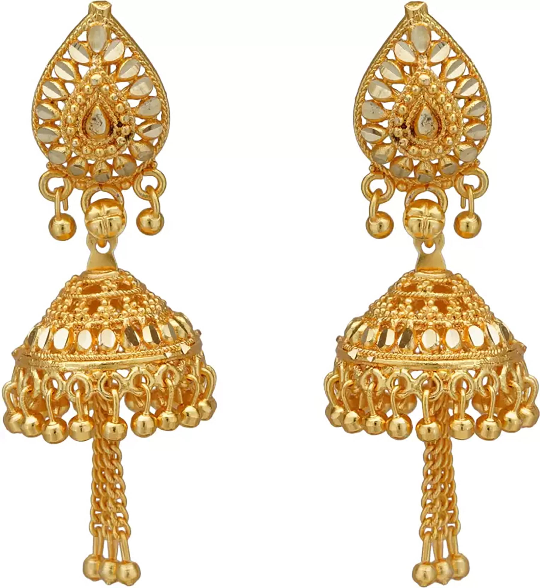    			Darshini Designs - Golden Jhumki Earrings ( Pack of 1 )