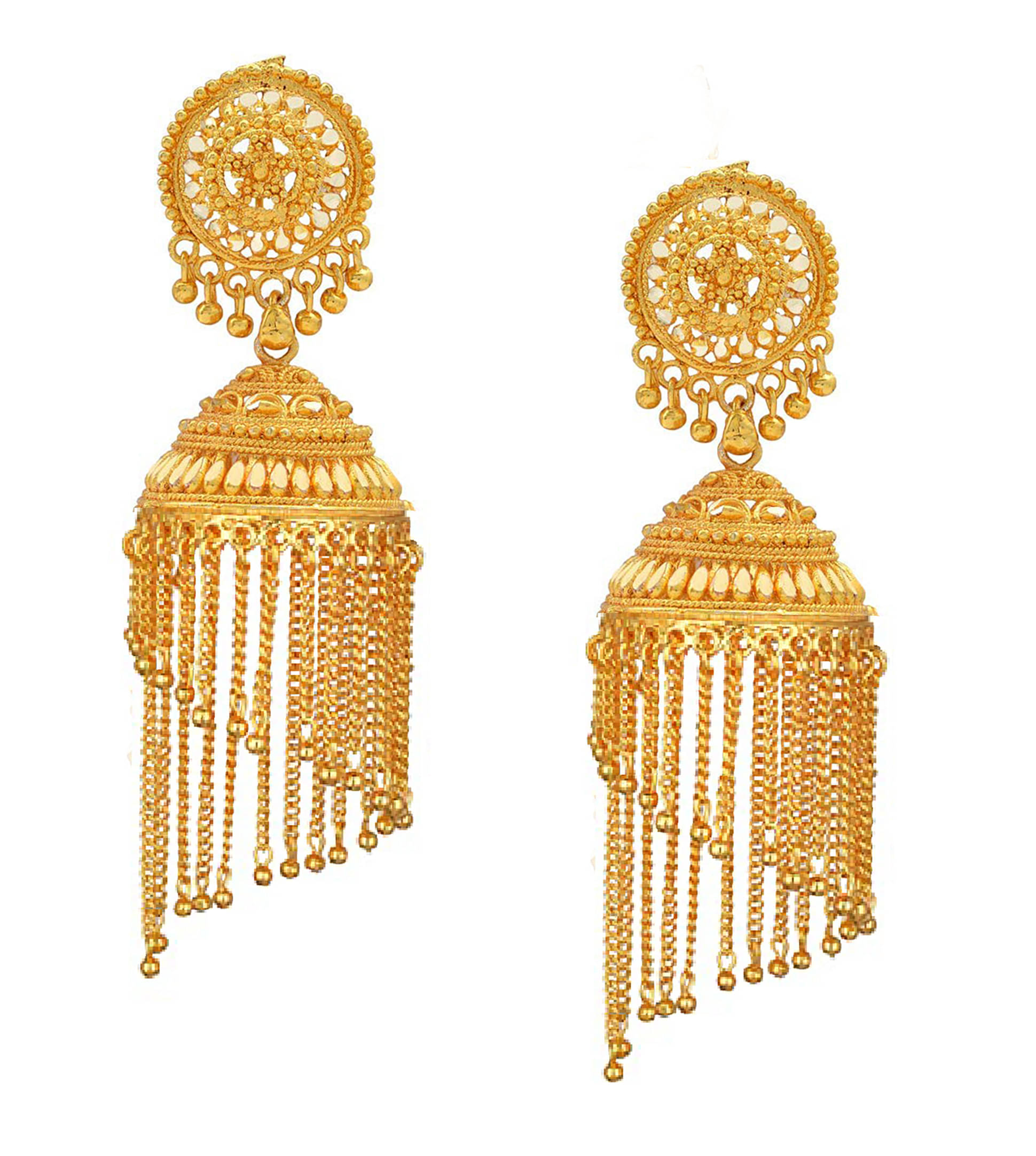     			Darshini Designs - Golden Jhumki Earrings ( Pack of 1 )