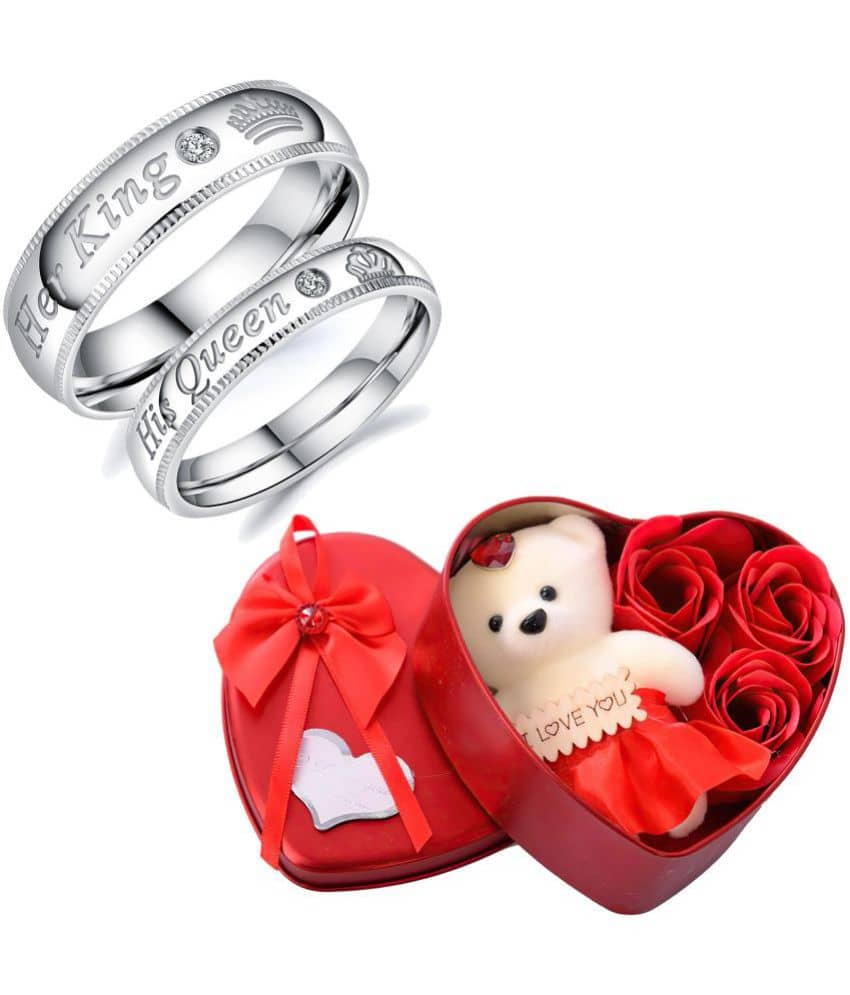 FASHION FRILL - Silver Couple Ring ( Pack of 2 )