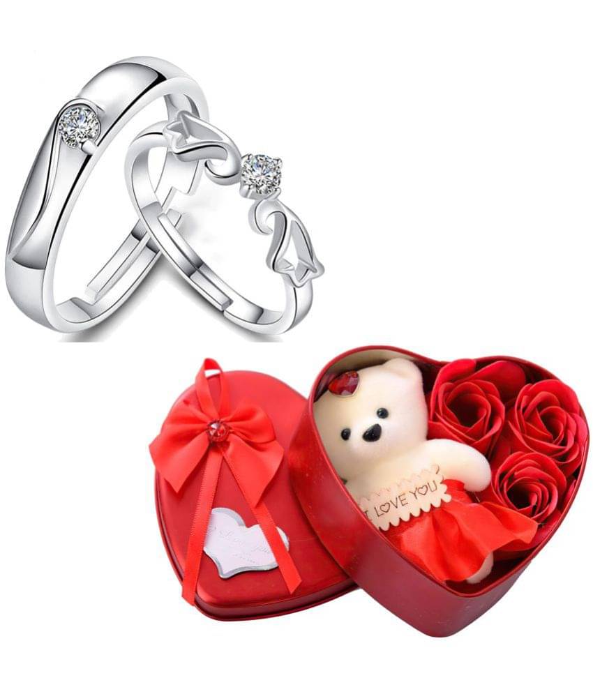     			FASHION FRILL - Silver Couple Ring ( Pack of 2 )
