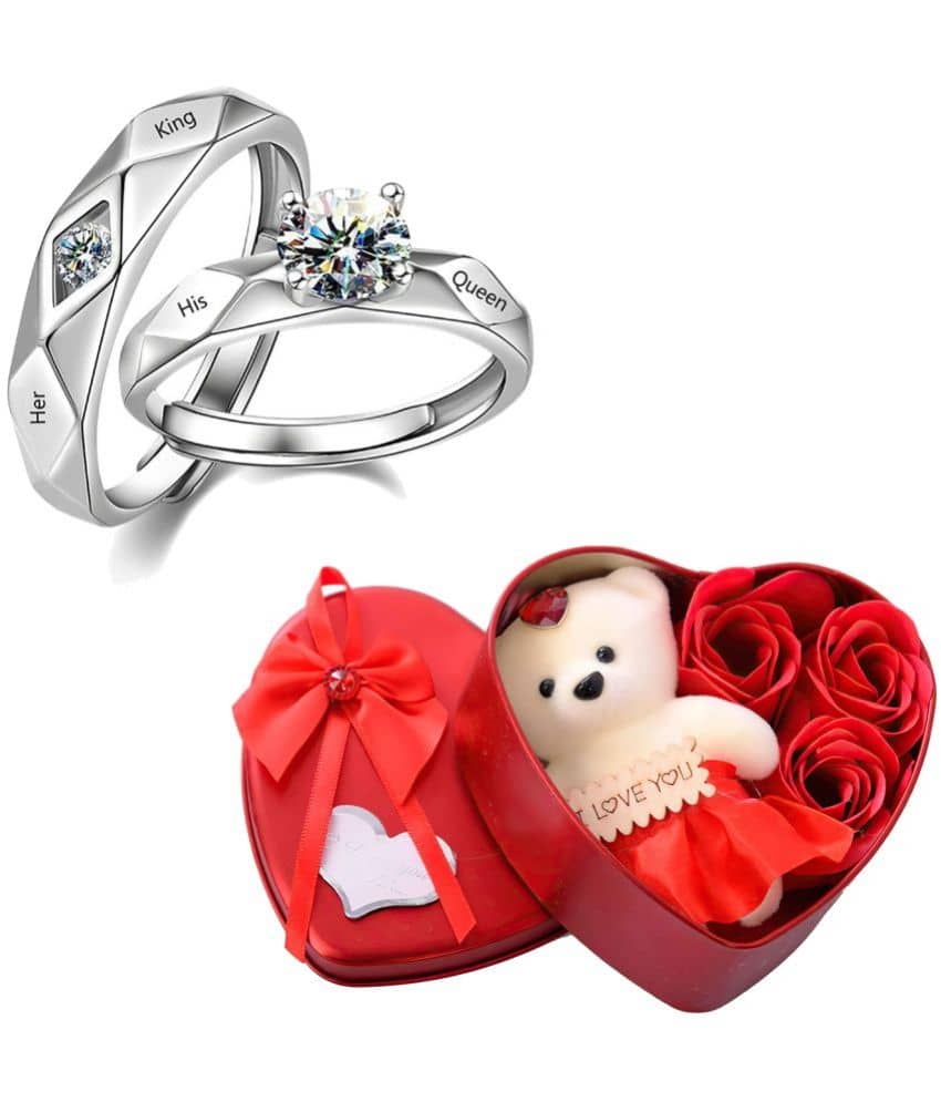 FASHION FRILL - Silver Couple Ring ( Pack of 2 )
