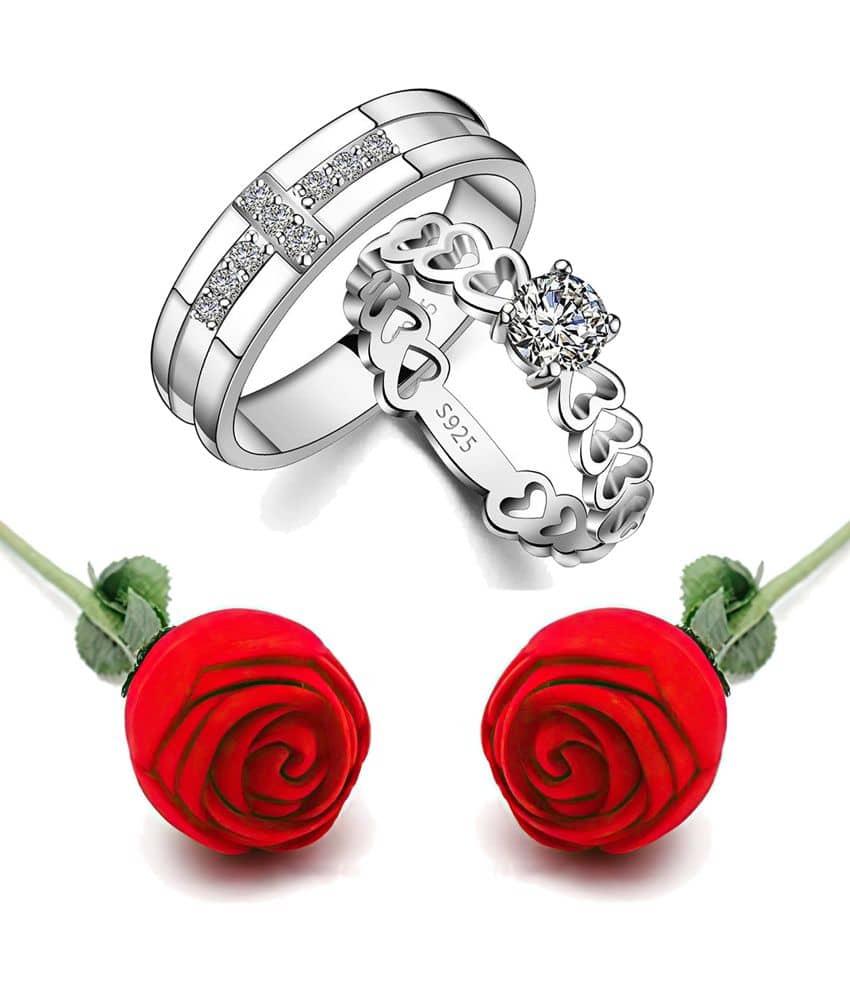 FASHION FRILL - Silver Couple Ring ( Pack of 2 )