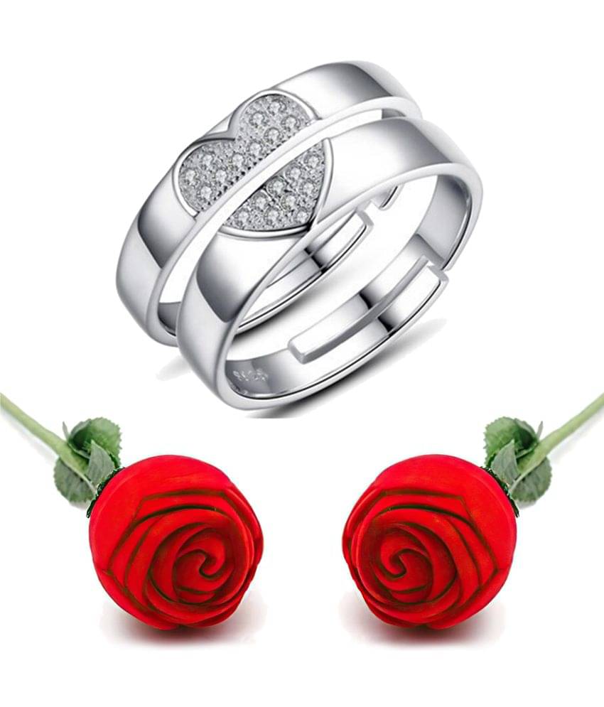     			FASHION FRILL - Silver Couple Ring ( Pack of 2 )