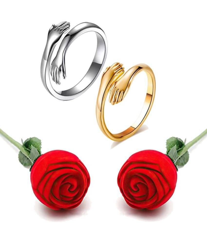     			FASHION FRILL - Silver Couple Ring ( Pack of 2 )