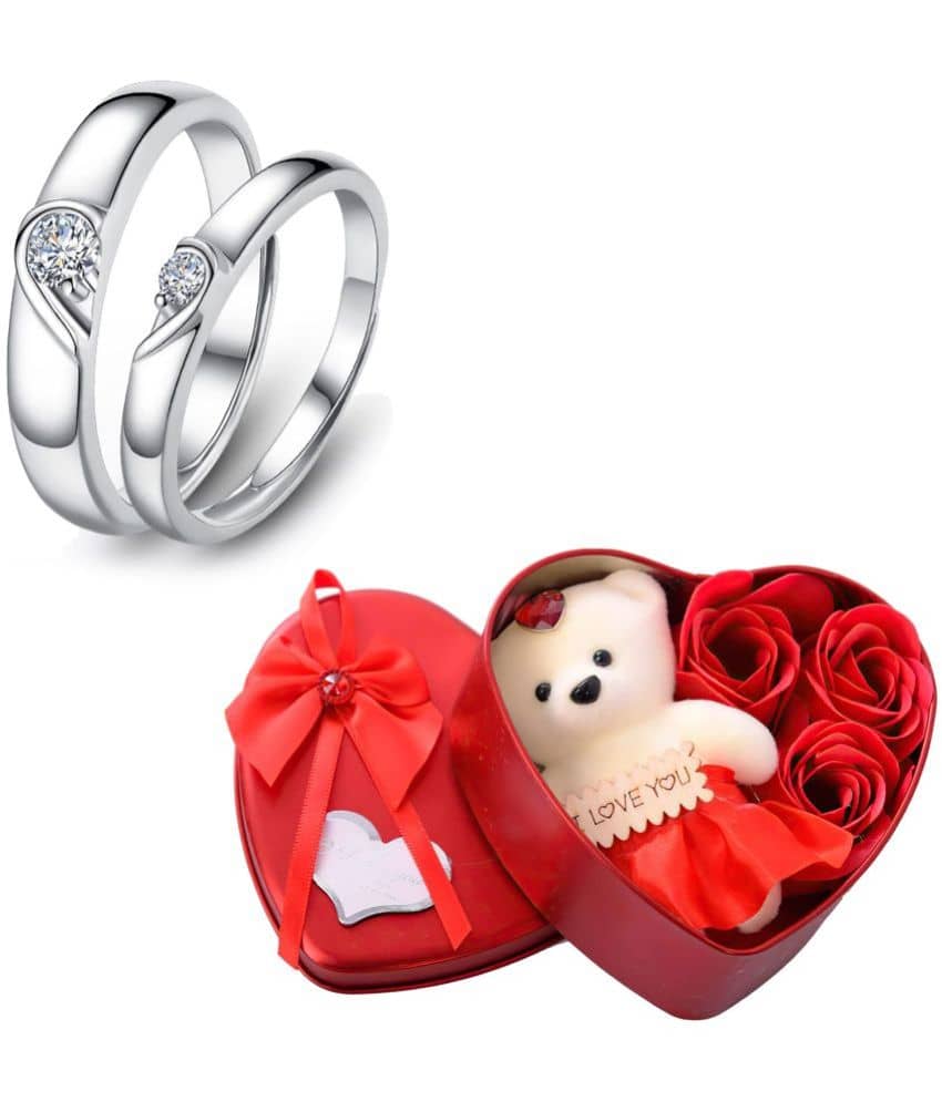FASHION FRILL - Silver Couple Ring ( Pack of 3 )
