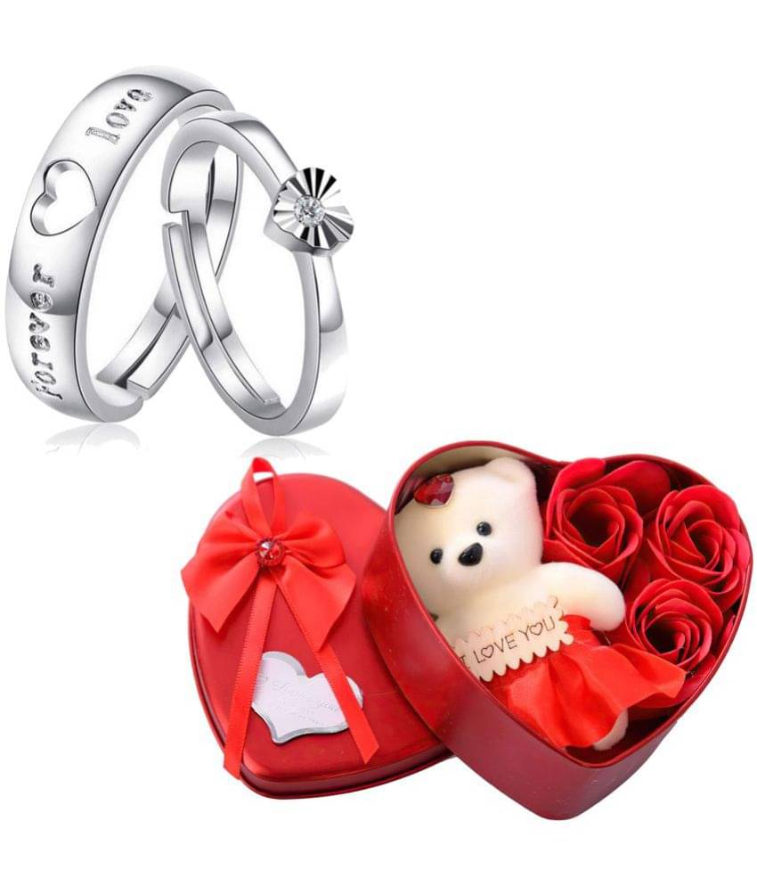     			FASHION FRILL - Silver Couple Ring ( Pack of 2 )
