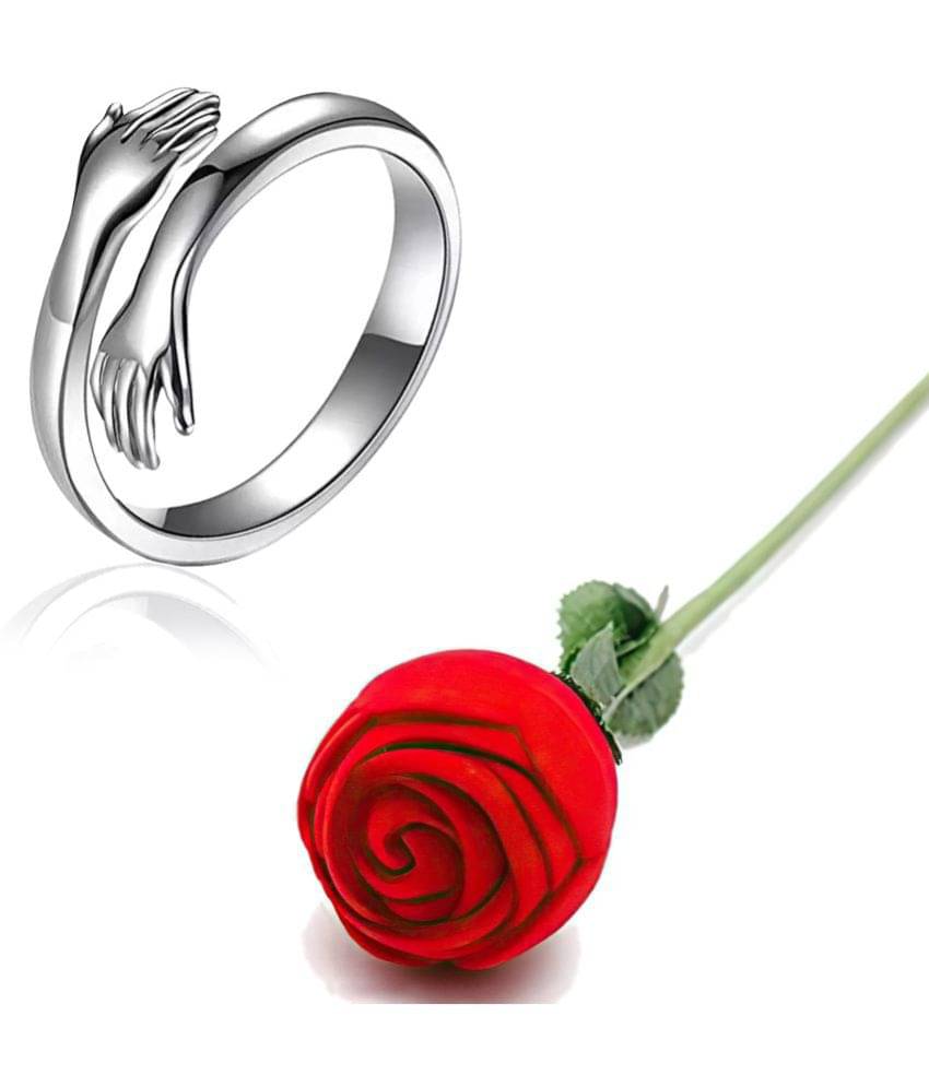     			FASHION FRILL - Silver Rings ( Pack of 2 )
