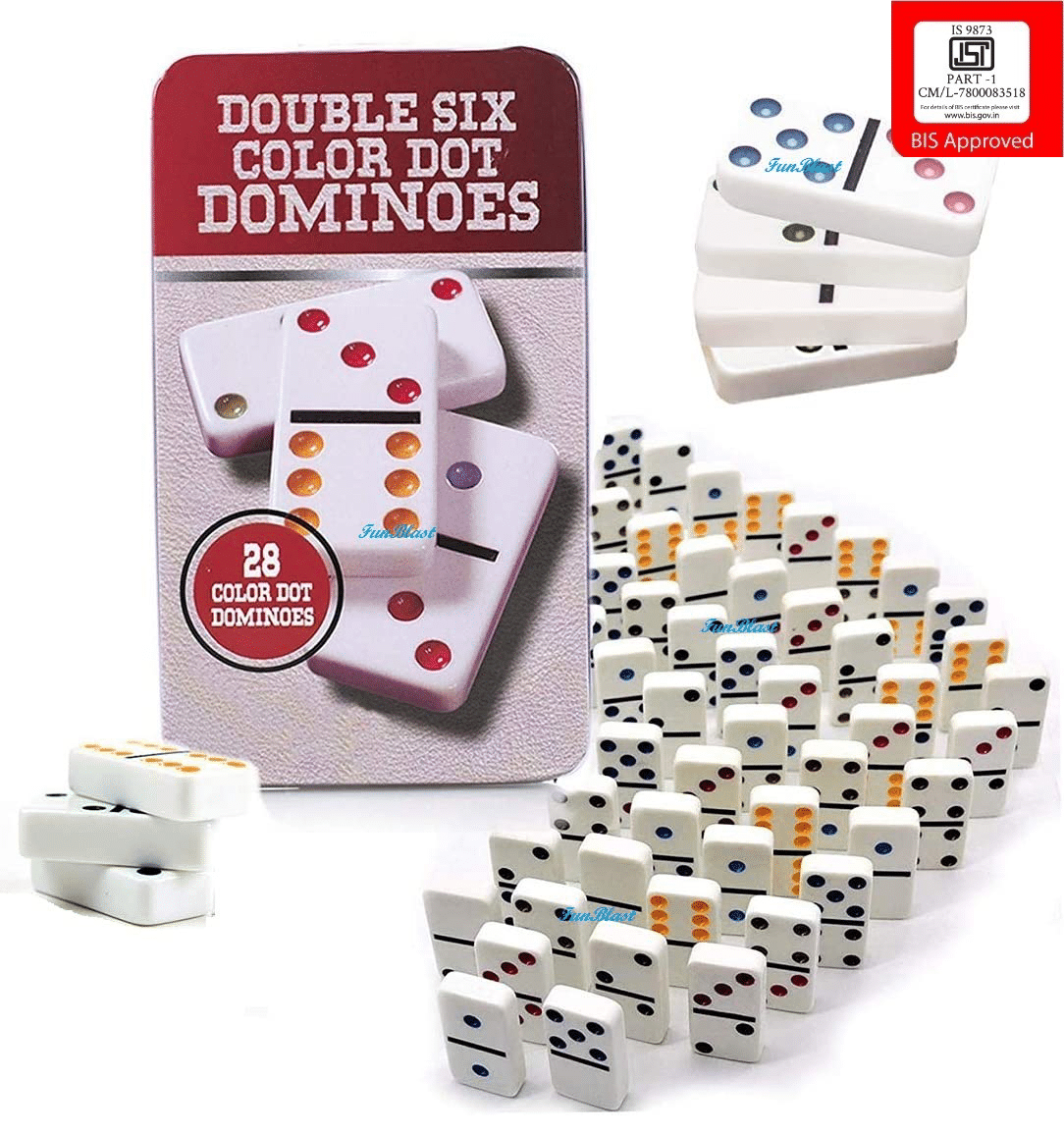     			Fastdeal Double 6 Color Dot Dominoes Game Set 28 Pieces Set For Kids