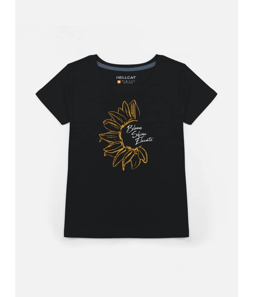 HELLCAT Pack of 1 Girls Cotton Blend T-Shirt ( Black )