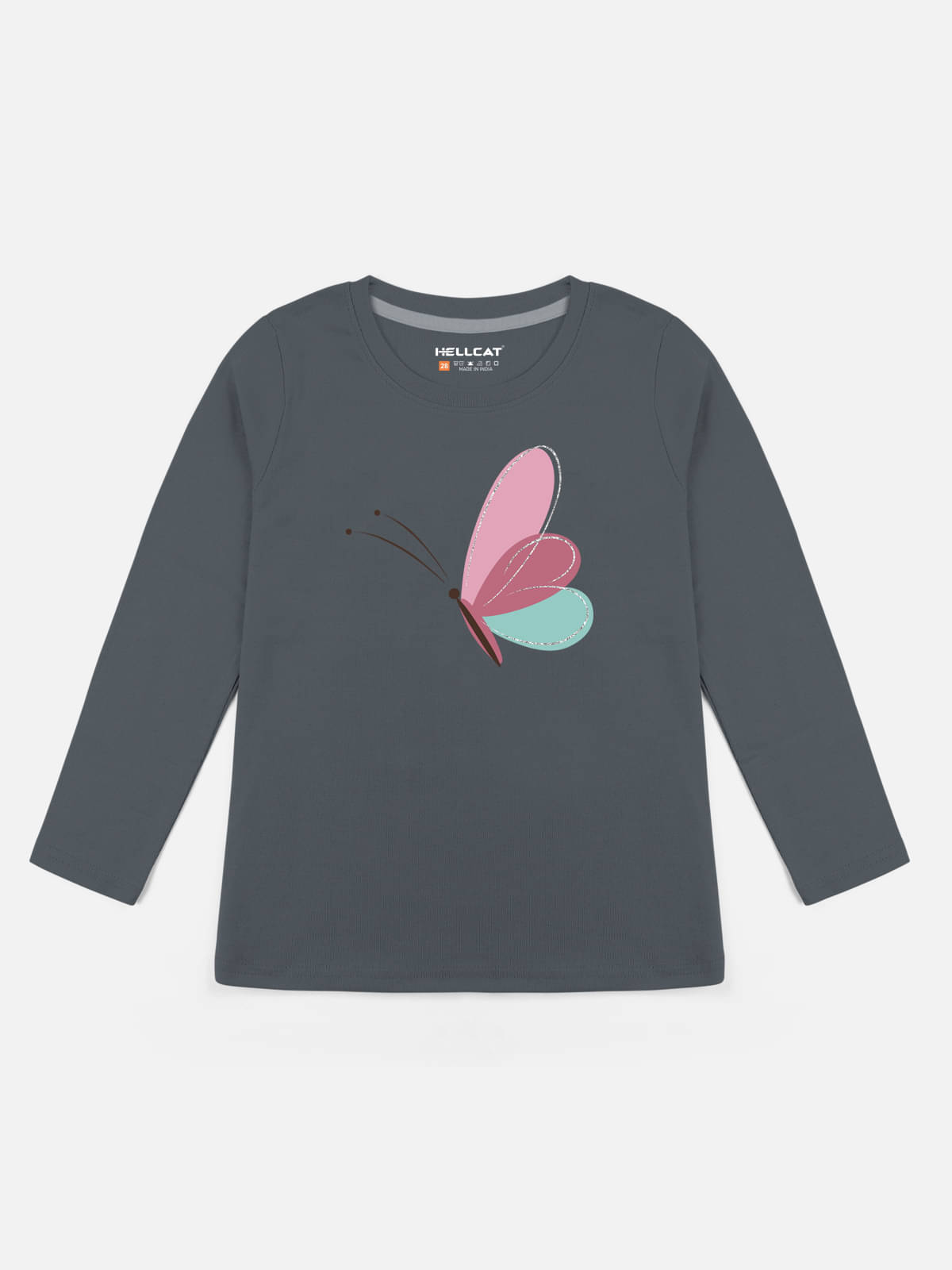     			HELLCAT Pack of 1 Girls Cotton Blend T-Shirt ( Dark Grey )