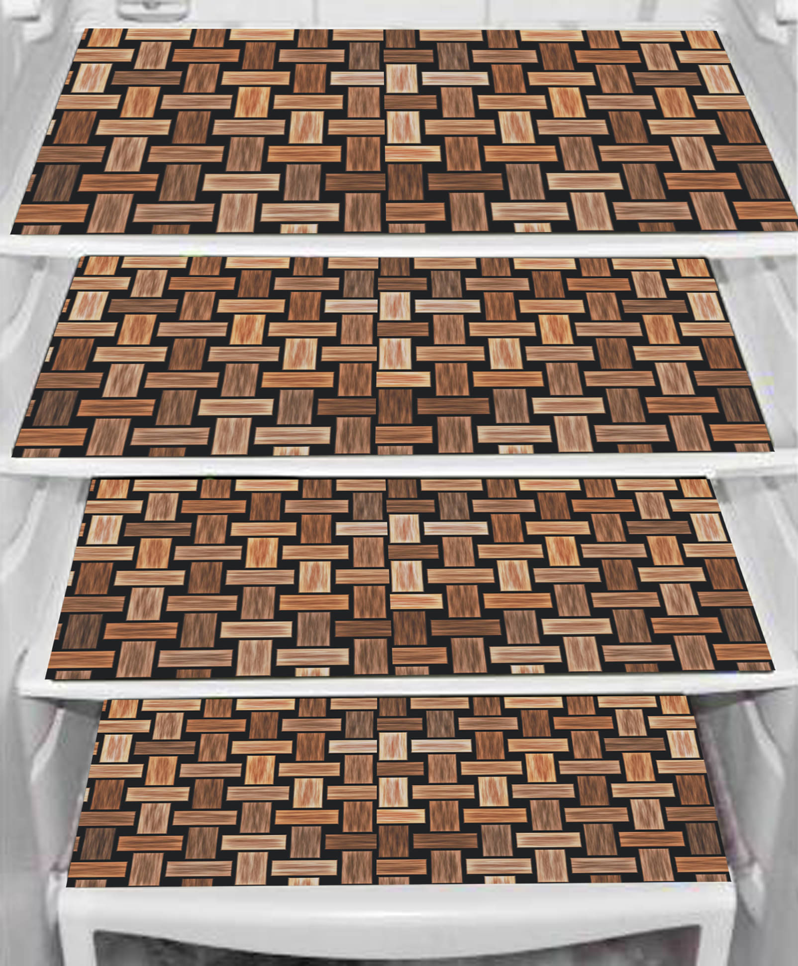     			PVC Printed Rectangular Fridge Mats 29x44 cms ( Pack of 4 ) Brown