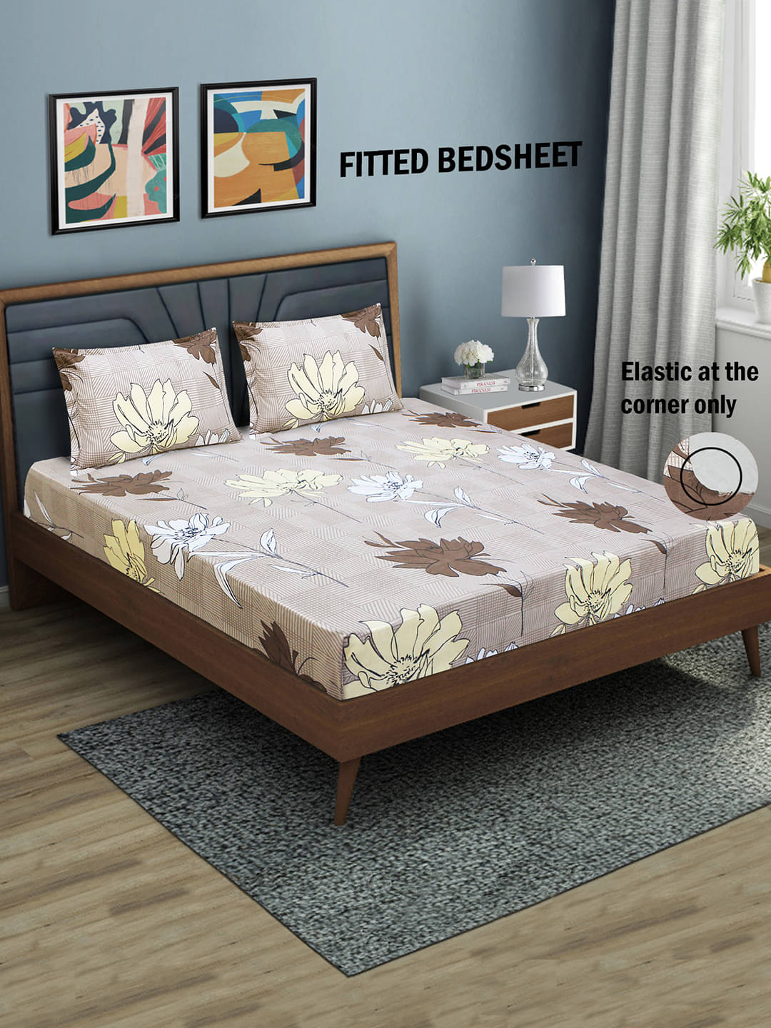     			Home Candy Microfibre Floral 1 Bedsheet with 2 Pillow Covers - Gray