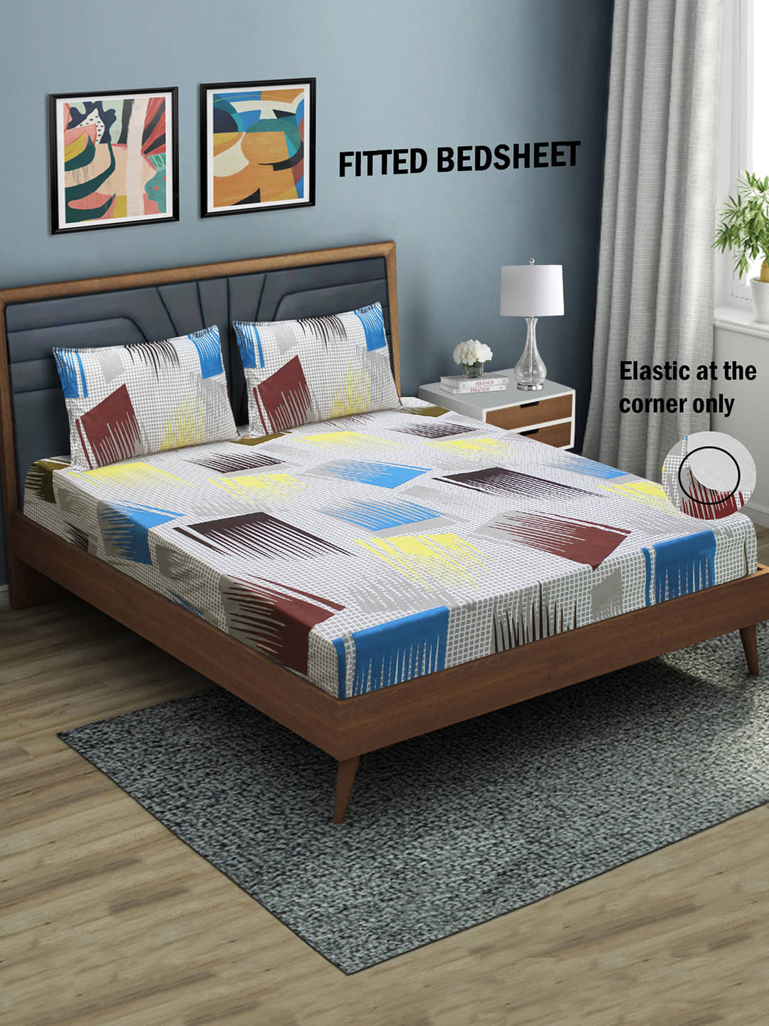     			Home Candy Microfibre Abstract 1 Bedsheet with 2 Pillow Covers - Multi