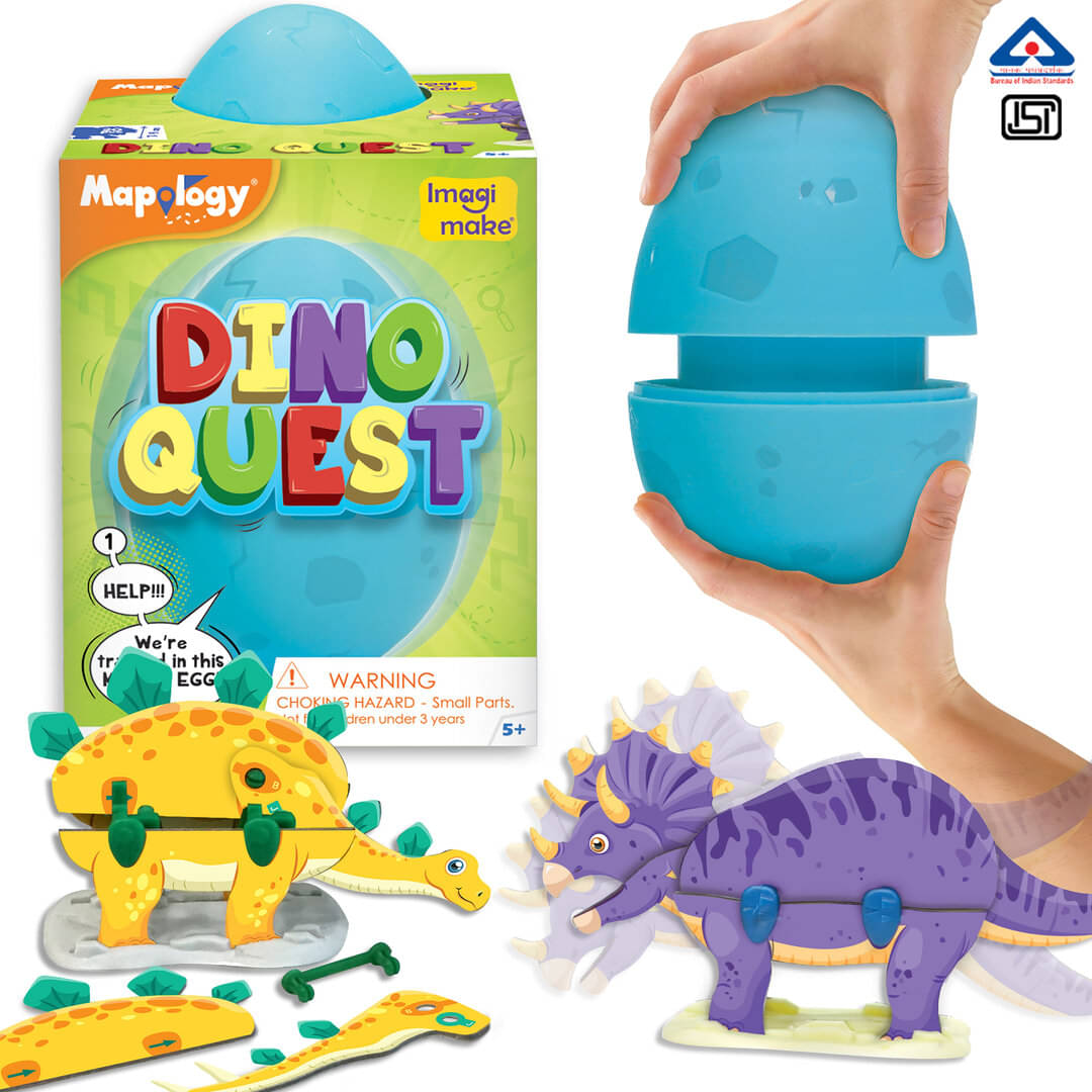     			Imagimake Mapology Dino Quest - 3D Puzzle Dinosaur Toys - Surprise Dino Egg - Gift for Boys & Girls Age 5, 6, 7, 8 Years & Above (Blue Egg)