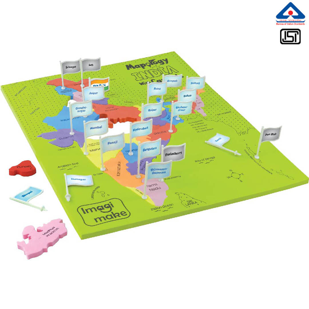 Imagimake Mapology India with State Capitals - Educational Toy and Learning Aid for Boys and Girls-Map Puzzle-Jigsaw puzzle.