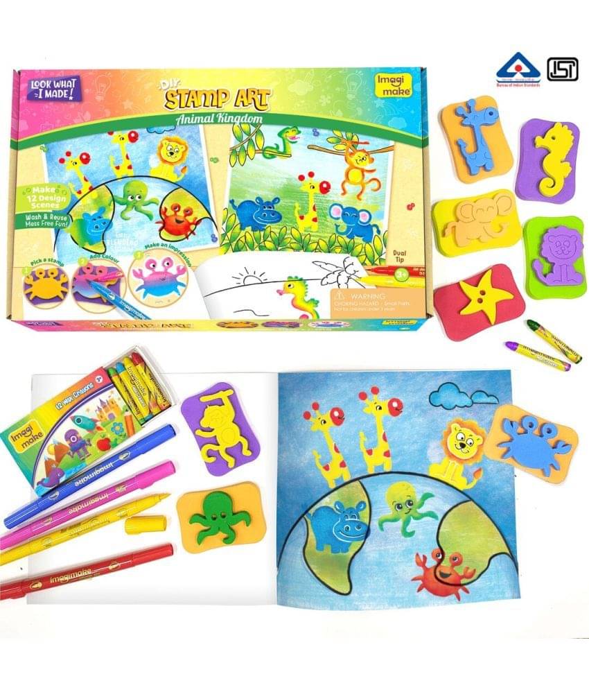     			Imagimake Stamp Art - Animal Kingdom - DIY Kids Colouring Book Set - For Boys and Girls 3 Years+ (Stamp Art - Animal Kingdom)